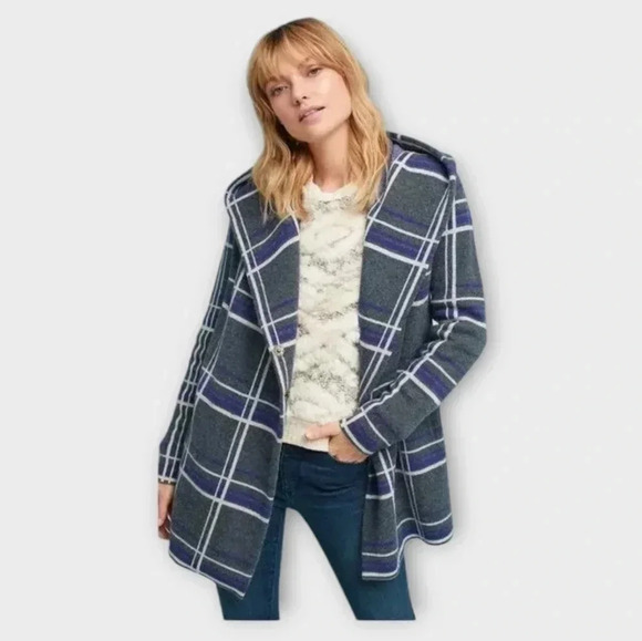 Anthropologie Field Flower Glencoe plaid wool sweater coat Size S - Picture 2 of 9